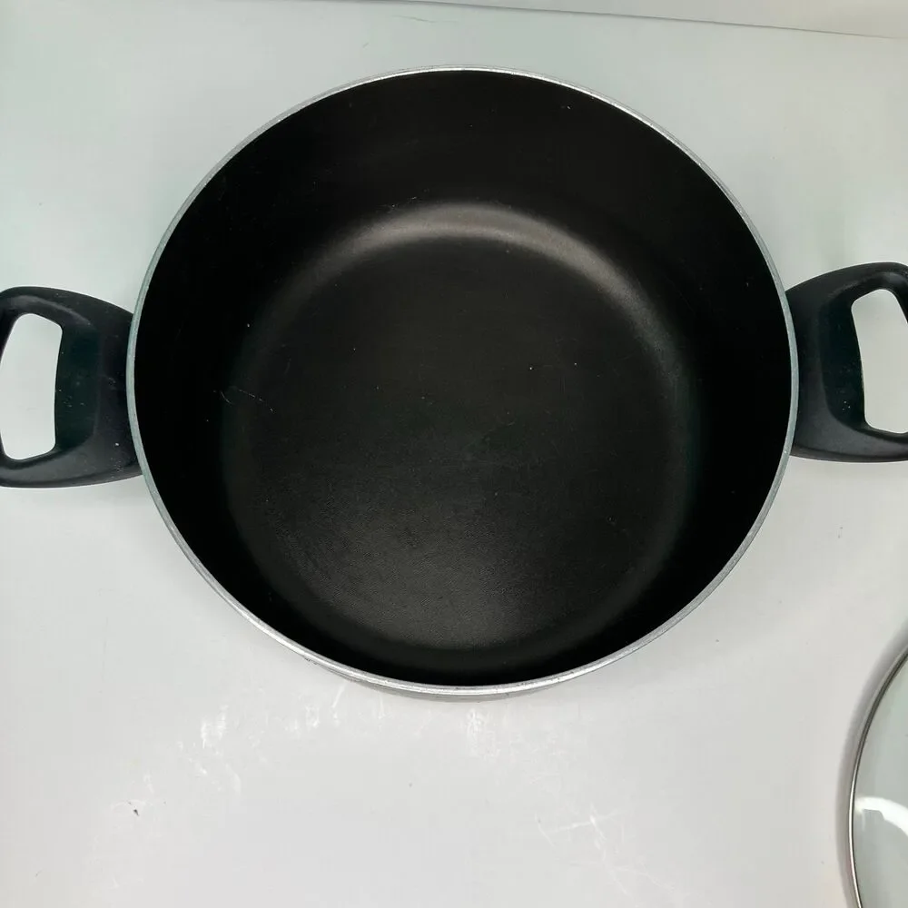 Farberware 5 qt Non-Stick Black Stock Pot Aluminum With Tempered Glass Lid